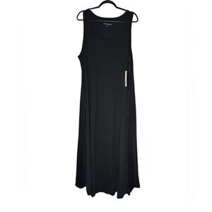 Soft Surroundings Santiago Dress Sz 2X Black Sleeveless Tank Pockets Cotton NWT